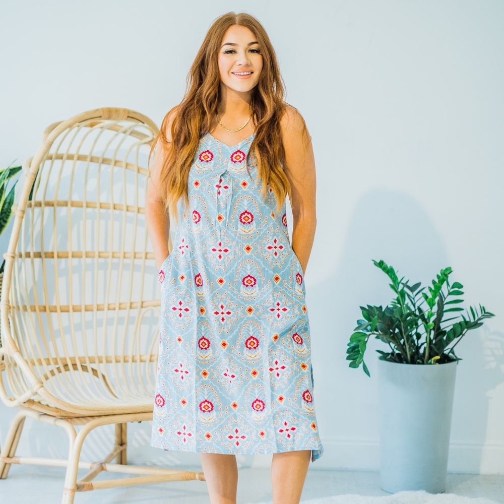 Ethically handmade Diya Cotton Spaghetti Dress